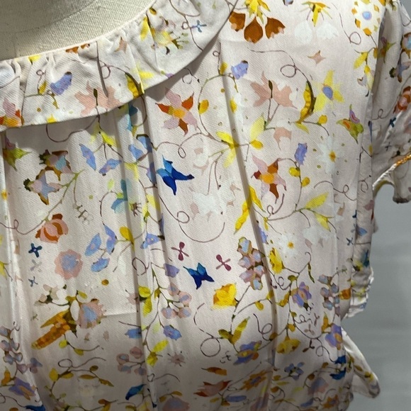 Cynthia Rowley Blush Pink Magic Garden Floral Flutter Sleeve Maxi Dress Size 14 - Picture 3 of 15